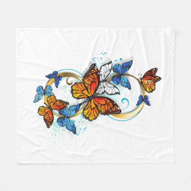 Infinity of Monarch Butterflies Fleece Blanket (Front (Horizontal))