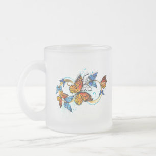 Infinity of Monarch Butterflies Frosted Glass Coffee Mug