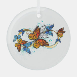 Infinity of Monarch Butterflies Glass Tree Decoration