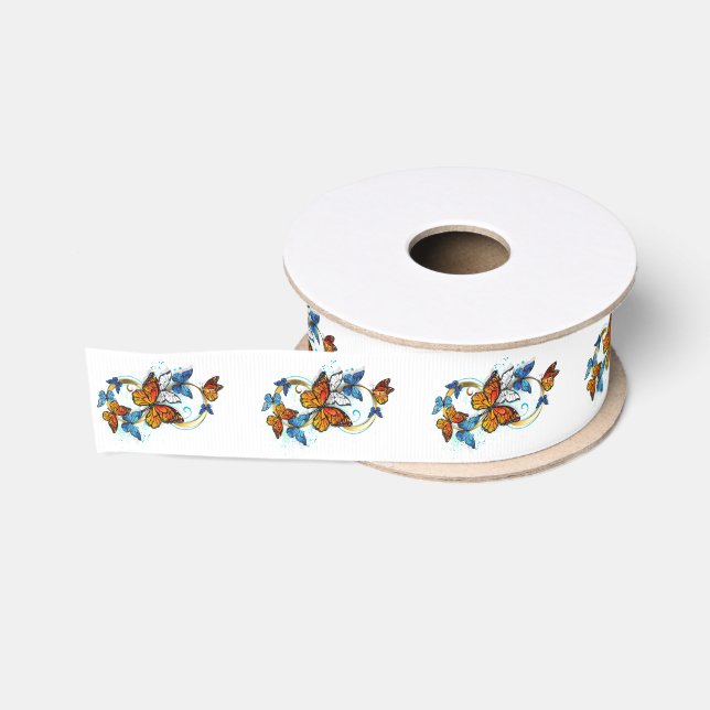 Infinity of Monarch Butterflies Grosgrain Ribbon (Spool)