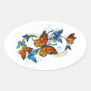 Infinity of Monarch Butterflies Oval Sticker