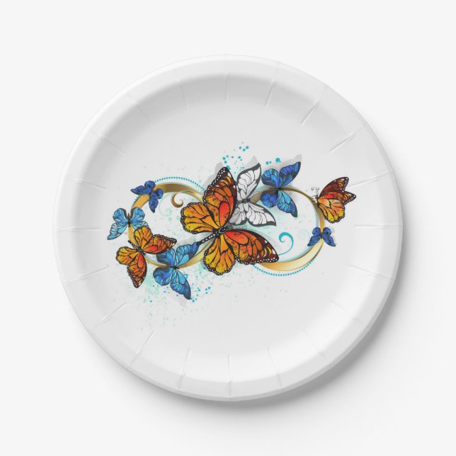 Infinity of Monarch Butterflies Paper Plate (Front)