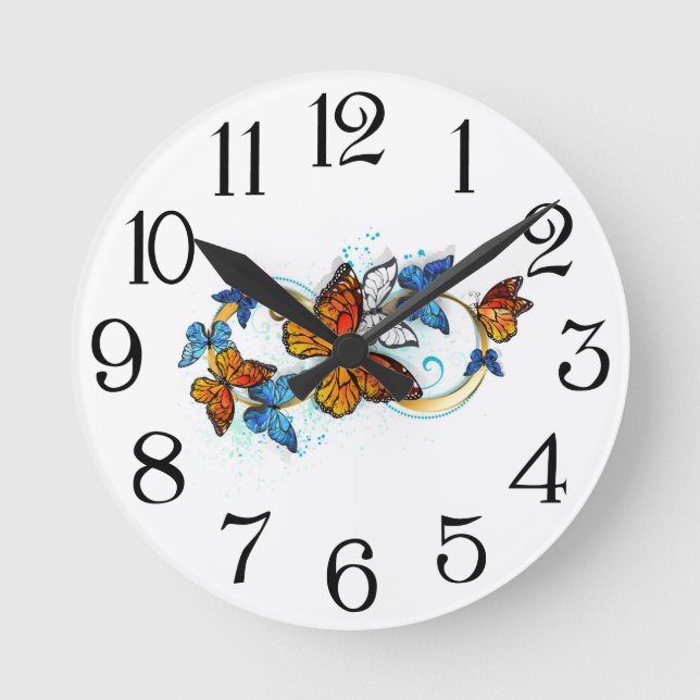 Infinity of Monarch Butterflies Round Clock (Front)