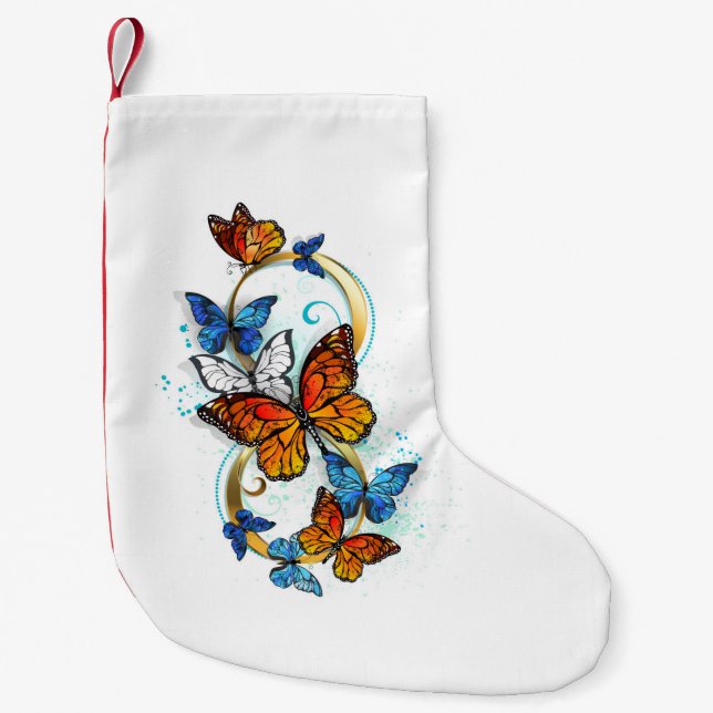Infinity of Monarch Butterflies Small Christmas Stocking (Front)