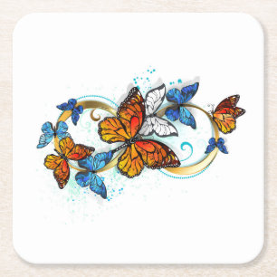 Infinity of Monarch Butterflies Square Paper Coaster
