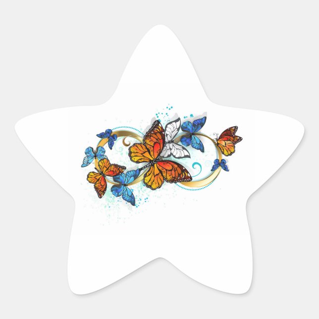 Infinity of Monarch Butterflies Star Sticker (Front)