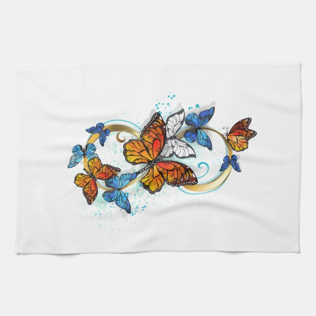 Infinity of Monarch Butterflies Tea Towel (Horizontal)
