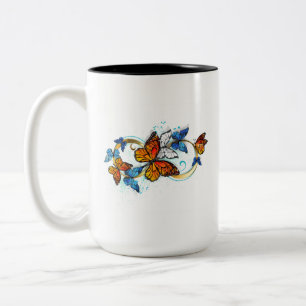 Infinity of Monarch Butterflies Two-Tone Coffee Mug