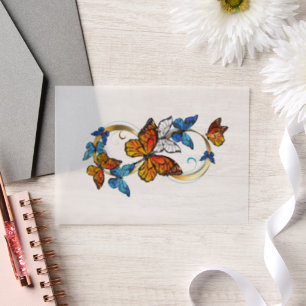 Infinity of Monarch Butterflies Vellum Invitations