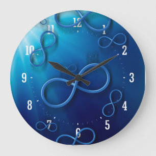 Infinity on illuminated blue background Wall Clock