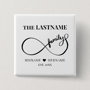 Infinity Personalised Family Name and Est. Date  15 Cm Square Badge