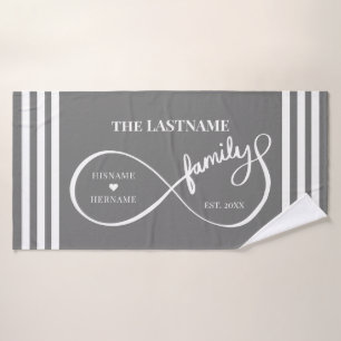 Infinity Personalised Family Name and Est. Date Bath Towel