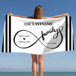 Infinity Personalised Family Name and Est. Date Beach Towel<br><div class="desc">This is the perfect gift for any couple who loves spending time at the beach! The infinity design is elegant and modern, and can be customised with the family name and established date. This beautiful towel is sure to become a treasured keepsake. Custom couple's beach towel! These make a great...</div>