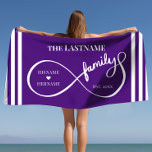 Infinity Personalised Family Name and Est. Date Beach Towel<br><div class="desc">With this elegant custom name beach towel, you can celebrate your family infinity! This is the perfect gift for a Mr and Mrs on their wedding day, or for a husband and wife on their anniversary. The infinity family design is a beautiful way to show your love for each other....</div>