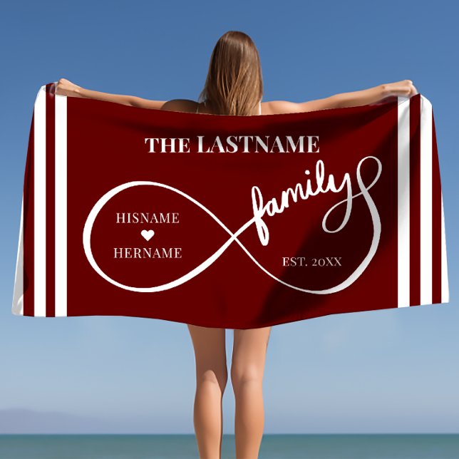 Infinity Personalised Family Name and Est. Date Beach Towel (Infinity Personalized Family Name and Est. Date Beach Towel)