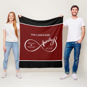 Infinity Personalised Family Name and Est. Date Fleece Blanket