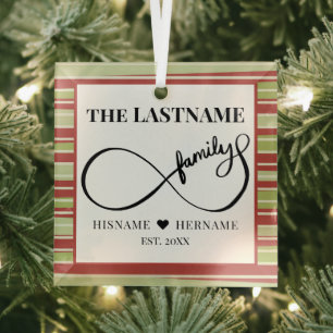 Infinity Personalised Family Name and Est. Date Glass Tree Decoration