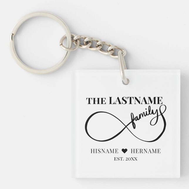 Infinity Personalised Family Name and Est. Date Key Ring (Front)