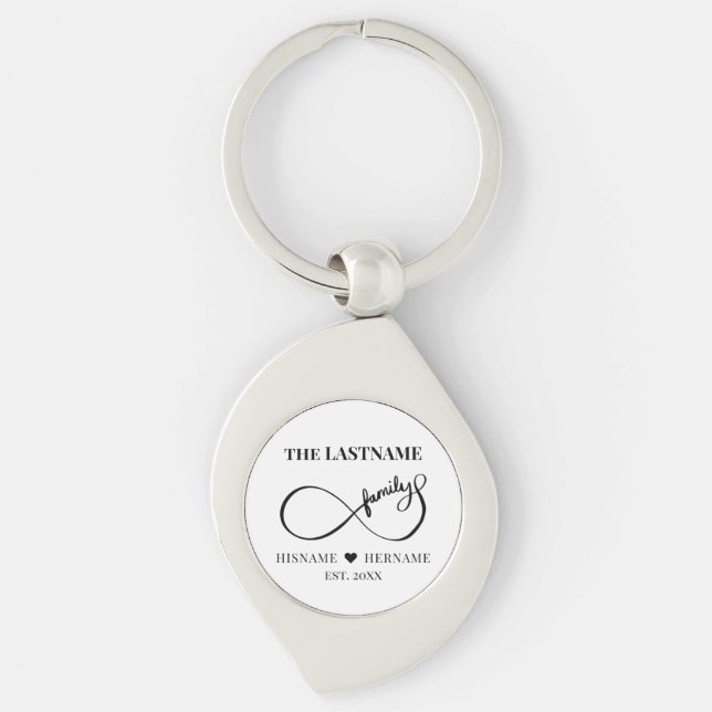 Infinity Personalised Family Name and Est. Date Key Ring (Front)