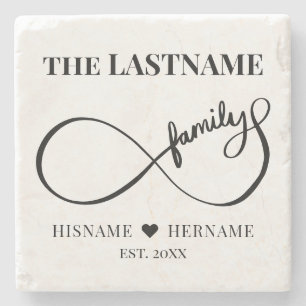 Infinity Personalised Family Name and Est. Date Stone Coaster
