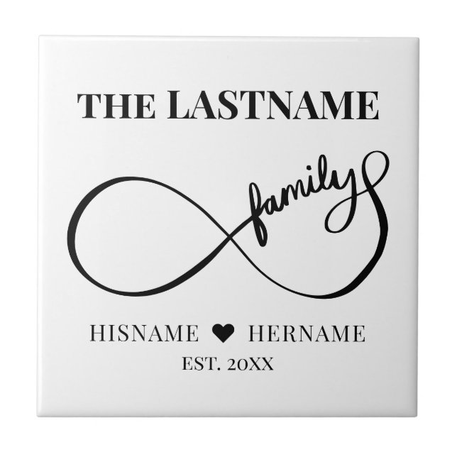 Infinity Personalised Family Name and Est. Date Tile (Front)