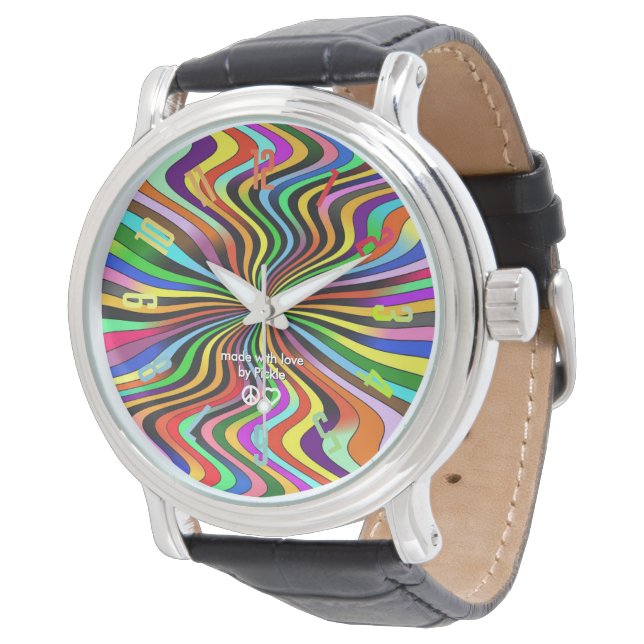 Infinity Rainbow Swirl Stainless Steel Watch (Angled)