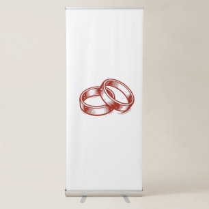Infinity Rings Wedding Banner - Red & Gold Union