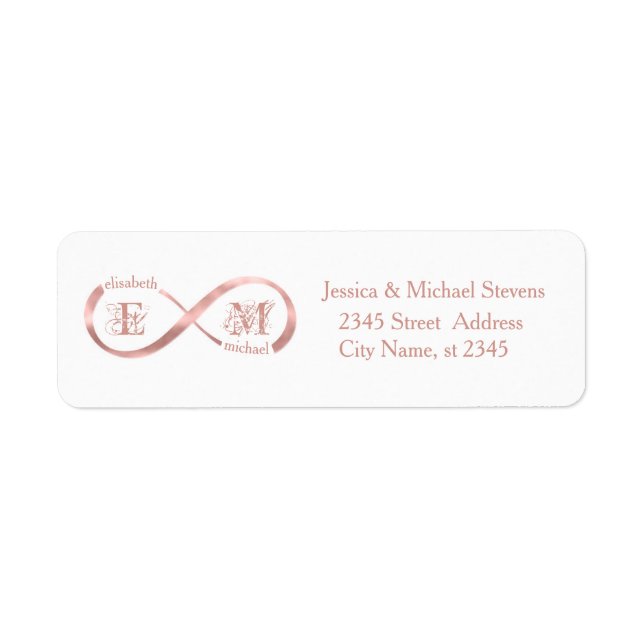 Infinity rose gold romantic monogram calligraphy (Front)