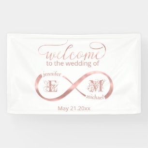 Infinity rose gold romantic monogram calligraphy banner