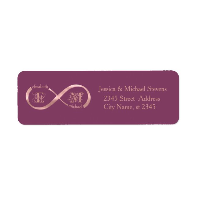 Infinity rose gold romantic monogram cassis (Front)