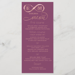 Infinity rose gold romantic monogram cassis menu