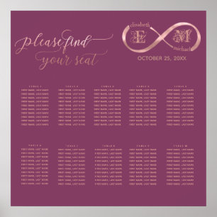 Infinity rose gold romantic monogram cassis poster