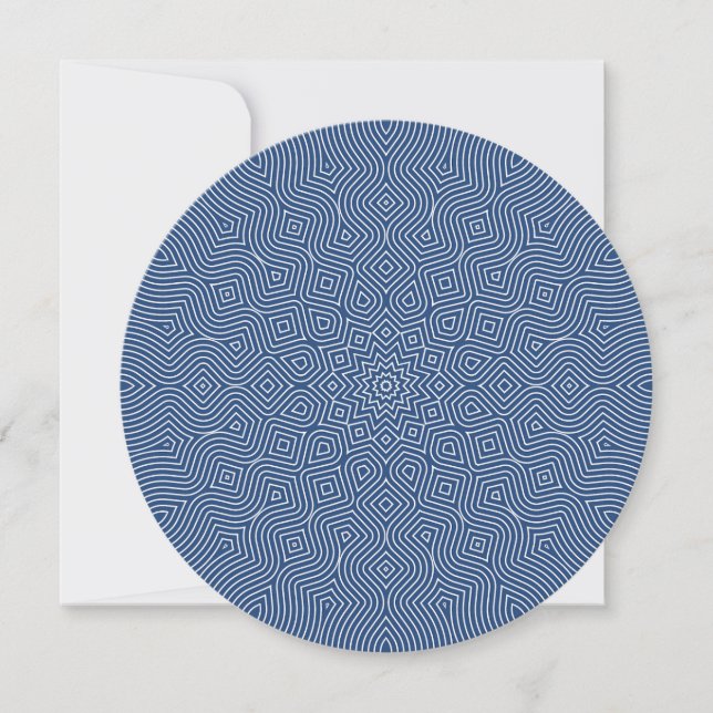 Infinity Round Invitation in Blue and White (Front)
