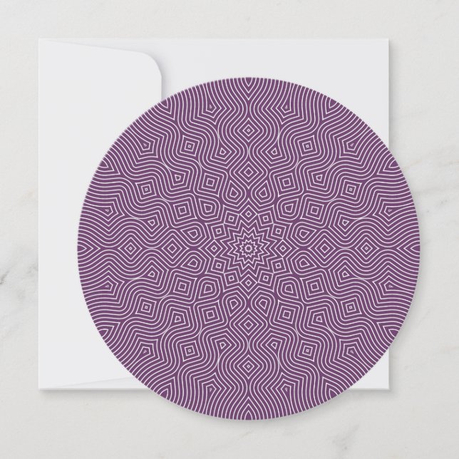 Infinity Round Invitation in Purple and White (Front)