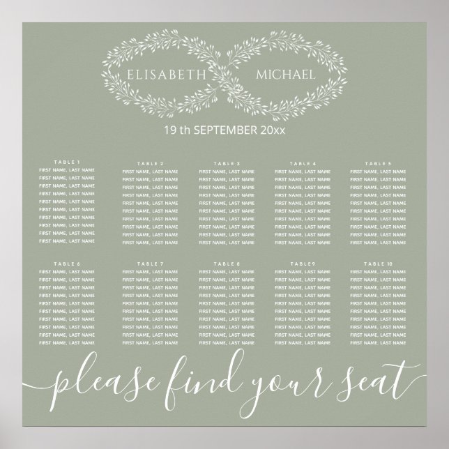 Infinity sage botanical simple romantic elegant poster (Front)
