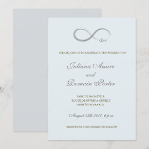 Infinity sign baby blue grey minimalist Wedding Invitation