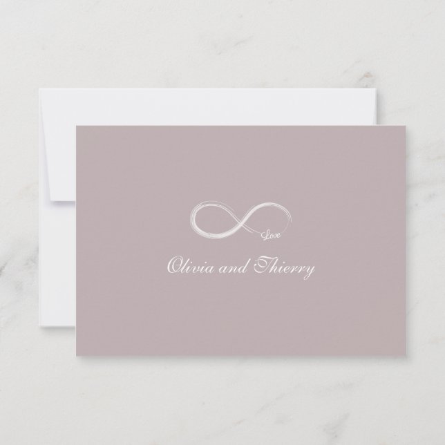 Infinity sign blush pink grey white wedding RSVP Invitation (Back)