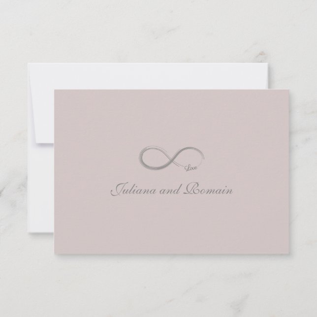 Infinity sign blush pink minimalist wedding RSVP Invitation (Back)