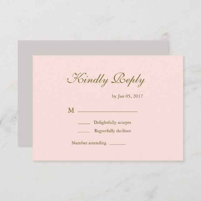 Infinity sign coral pink minimalist wedding RSVP Invitation (Front/Back)