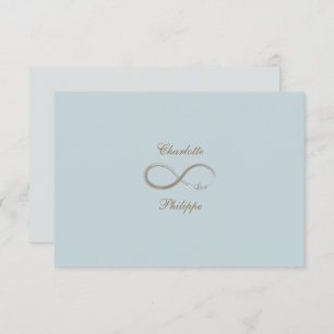Infinity Sign Dusty Blue Grey Gold Wedding RSVP Invitation