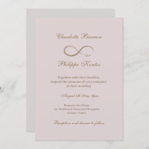 Infinity Sign Dusty Pink Grey Gold Elegant Wedding Invitation