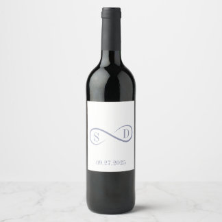 infinity Sign Elegant Minimalist Wedding Wine Label