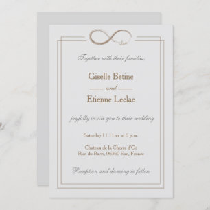 Infinity Sign Gold Light Grey Geometric Wedding Invitation