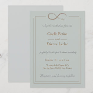 Infinity Sign Gold Sage Grey Geometric Wedding Invitation