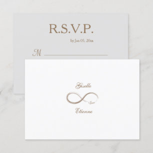 Infinity Sign Gold White Custom Name Wedding RSVP Invitation