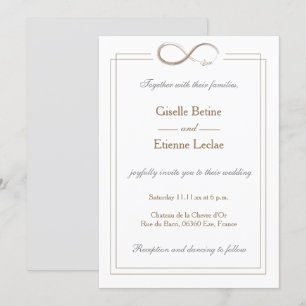 Infinity Sign Gold White Grey Geometric Wedding Invitation