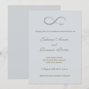 Infinity sign grayish blue minimalist Wedding Invitation