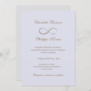 Infinity Sign Lilac Grey Gold Elegant Wedding Invitation