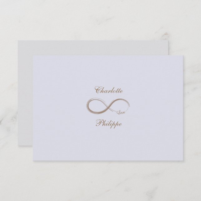 Infinity Sign Lilac Grey Gold Wedding RSVP Invitation (Front/Back)