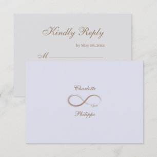 Infinity Sign Lilac Grey Gold Wedding RSVP Invitation